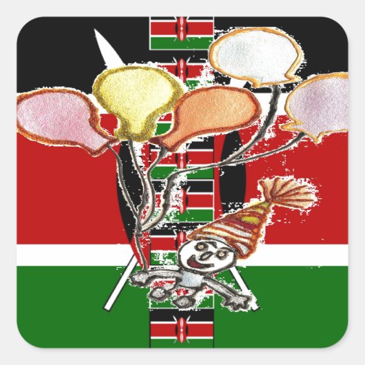 Kenya Birthday Vierkante Sticker (Voorkant)