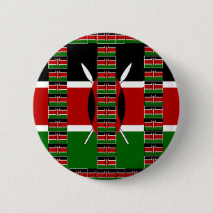 Kenya Black red green national pride en national Ronde Button 5,7 Cm