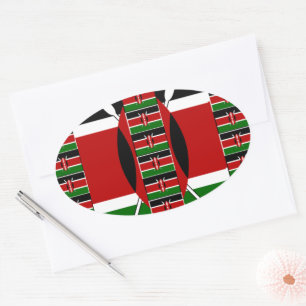 Kenya Black red green Ovale Sticker
