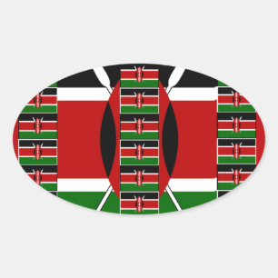 Kenya Black red green Ovale Sticker