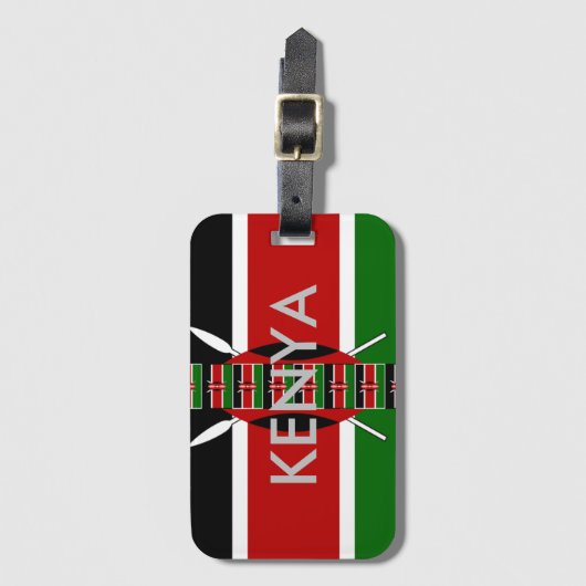 Kenya Black Red Green Vlaggen lijsten Bagagelabel (Voorkant (verticaal))