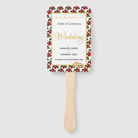 KENYA Christelijk Aangepast bruiloft Programma Handwaaier (Voorkant)