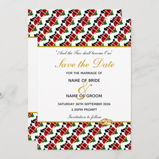 KENYA Christelijke bruiloft Save The Date (Voorkant / Achterkant)