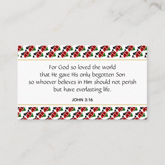 KENYA Christelijke scripts John 3:16 Visitekaartje (Achterkant)