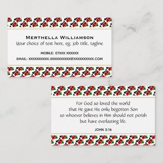 KENYA Christelijke scripts John 3:16 Visitekaartje (Voorkant / Achterkant)