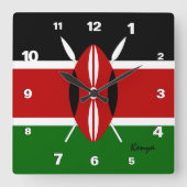 Kenya Clock, patriottisch huis, Kenyan Flag Vierkante Klok (Voorkant)