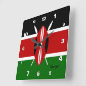 Kenya Clock, patriottisch huis, Kenyan Flag Vierkante Klok (Hoek)