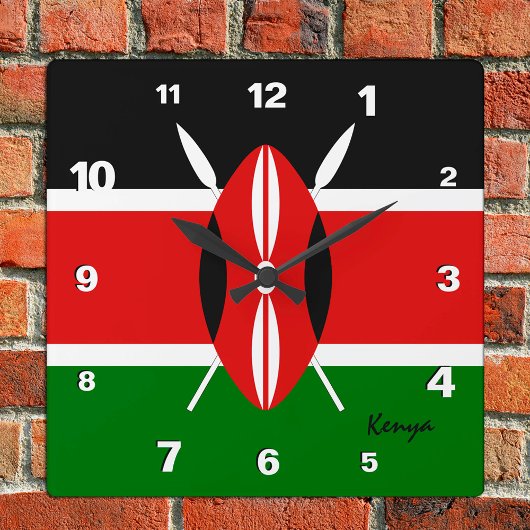 Kenya Clock, patriottisch huis, Kenyan Flag Vierkante Klok