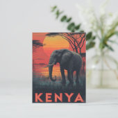 Kenya Elephant vintage Briefkaart (Staand voorkant)