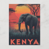 Kenya Elephant vintage Briefkaart (Voorkant)