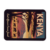 Kenya Elephants Illustration Travel Art Vintage Magneet (Horizontaal)