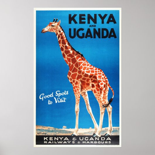 KENYA en UGANDA Safari diertoerisme Poster (Voorkant)