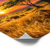 Kenya: Fiery Sunset Safari Art Souvenir Poster (Hoek)