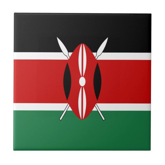 Kenya Flag Ceramic Tile Tegeltje (Voorkant)