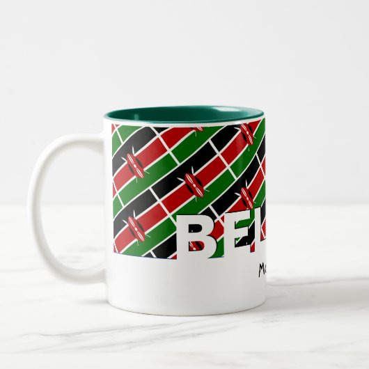 KENYA FLAG Christelijk GELOVEN Mark 9:23 Custom Tweekleurige Koffiemok (Links)