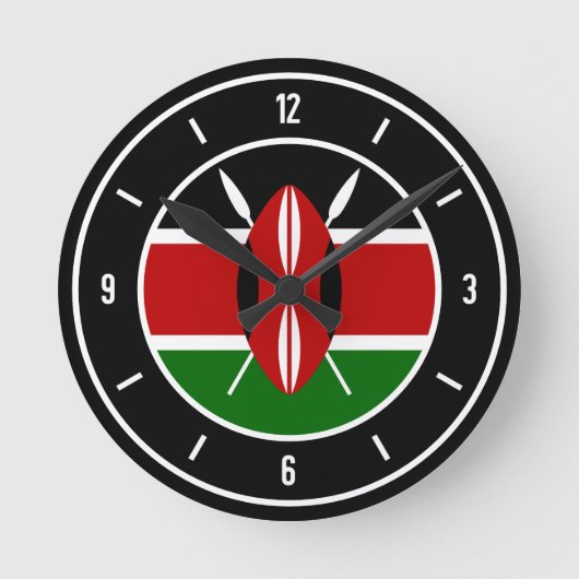 Kenya Flag Elegant Ronde Klok (Voorkant)