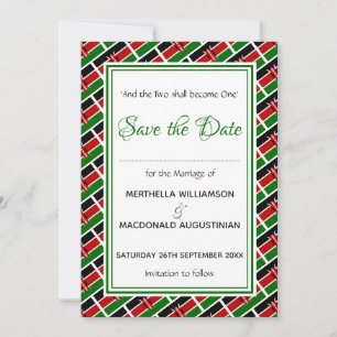 KENYA FLAG Gepersonaliseerd Schrift Stijlvol Kenia Save The Date