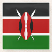 Kenya Flag Glazen Onderzetter (Voorkant)