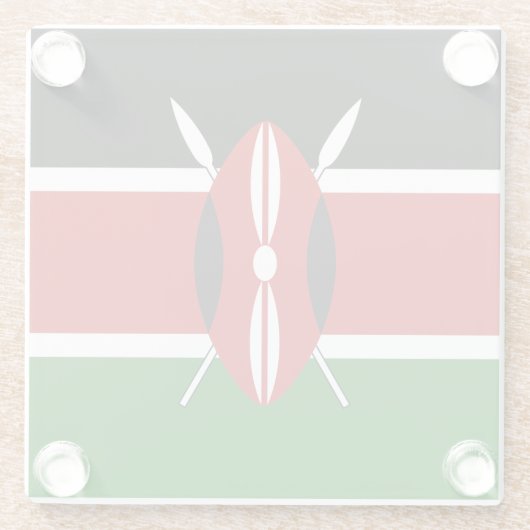 Kenya Flag Glazen Onderzetter (Achterkant)