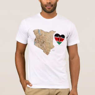 Kenya Flag Heart en Map T-Shirt