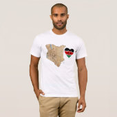 Kenya Flag Heart en Map T-Shirt (Voorkant volledig)
