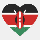 Kenya Flag Heart Sticker (Voorkant)