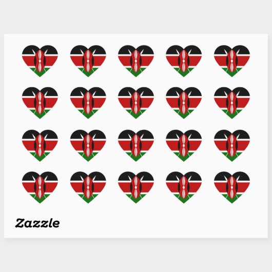 Kenya Flag Heart Sticker (Vel)