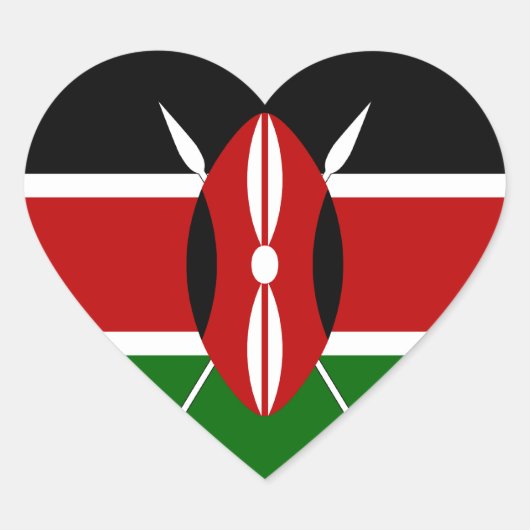 Kenya Flag Heart Sticker (Voorkant)