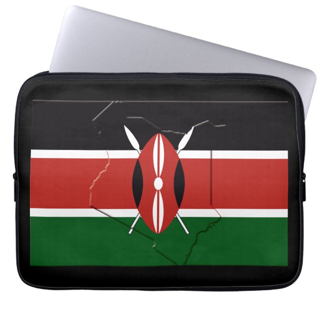 KENYA Flag Map Patriotic Computer Laptop Sleeve (Voorkant)