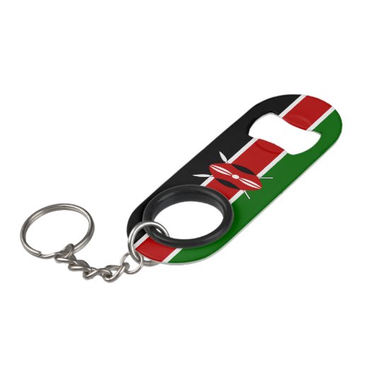 Kenya Flag Mini Flessenopener (Voorkant Gekanteld)
