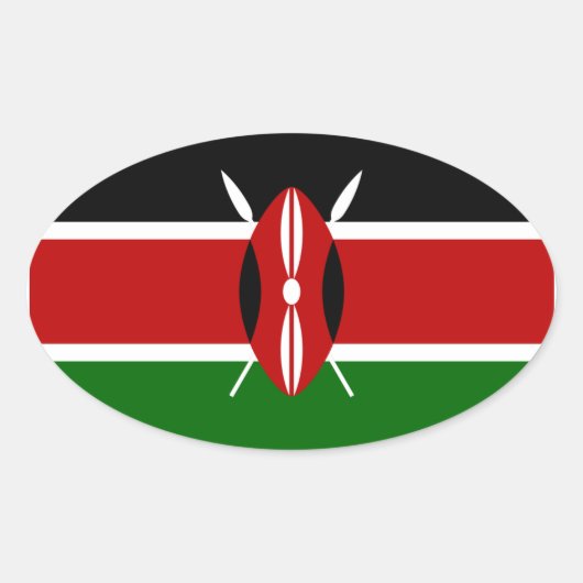 Kenya Flag Oval Sticker (Voorkant)