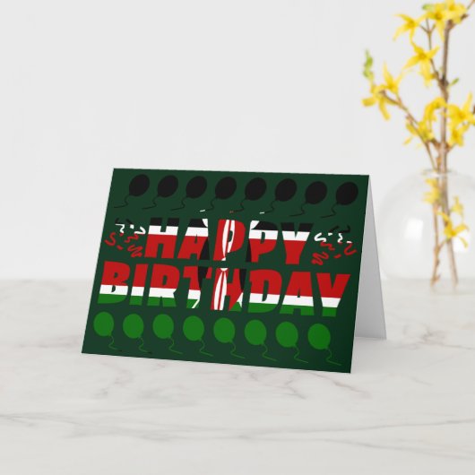 Kenya Flag Patriotic Birthday Kaart (Gele Bloem)