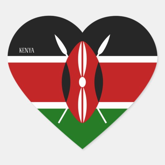 Kenya Flag Splendid Patriotic Hart Sticker (Voorkant)
