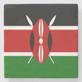 Kenya Flag Stenen Onderzetter (Voorkant)