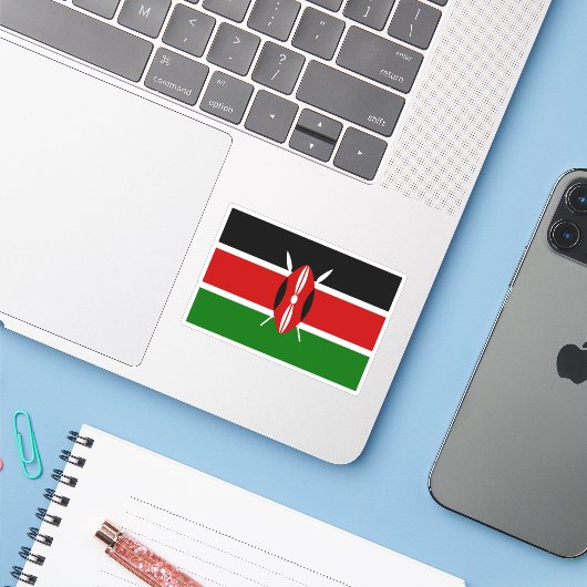 Kenya Flag Sticker (Laptop met iPhone)