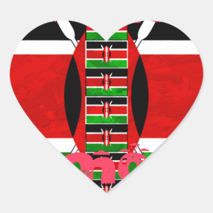 Kenya Flag Tuko Pamoja Hart Sticker