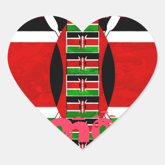 Kenya Flag Tuko Pamoja Hart Sticker (Voorkant)