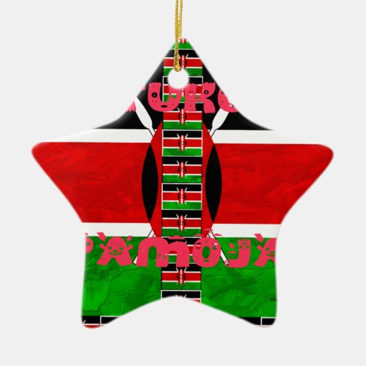 Kenya Flag Tuko Pamoja Keramisch Ornament (Voorkant)