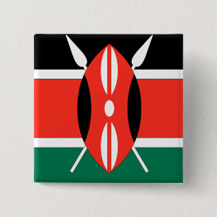 Kenya Flag Vierkante Button 5,1 Cm