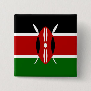 Kenya Flag Vierkante Button 5,1 Cm
