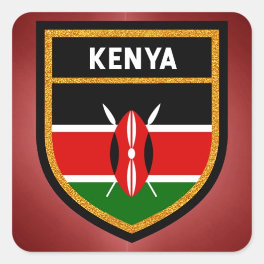 Kenya Flag Vierkante Sticker (Voorkant)
