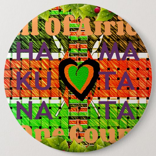 Kenya Hakuna Matata Ronde Button 6,0 Cm (Voorkant)