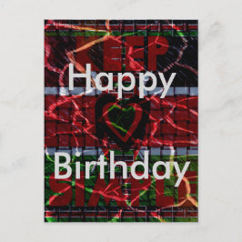 Kenya Happy Birthday Rasta-kleuren Tekst Briefkaart
