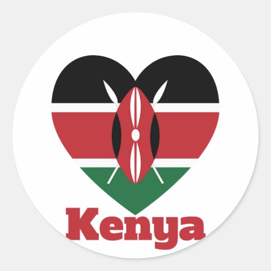 Kenya Heart Flag Ronde Sticker (Voorkant)