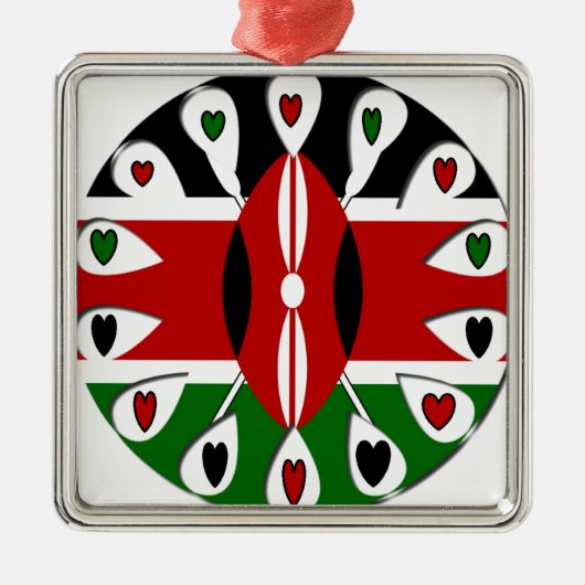 Kenya Hearts Metalen Ornament (Voorkant)