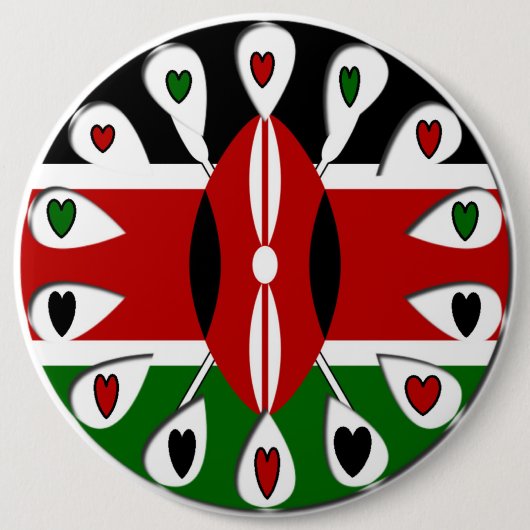Kenya Hearts Ronde Button 6,0 Cm (Voorkant)