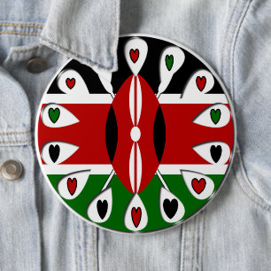 Kenya Hearts Ronde Button 6,0 Cm
