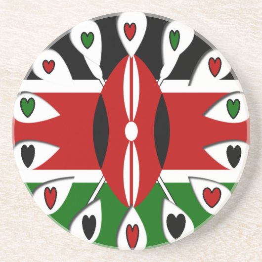 Kenya Hearts Zandsteen Onderzetter (Voorkant)