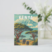 Kenya Illustration Travel Art Vintage Briefkaart (Staand voorkant)