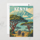 Kenya Illustration Travel Art Vintage Briefkaart (Voorkant / Achterkant)